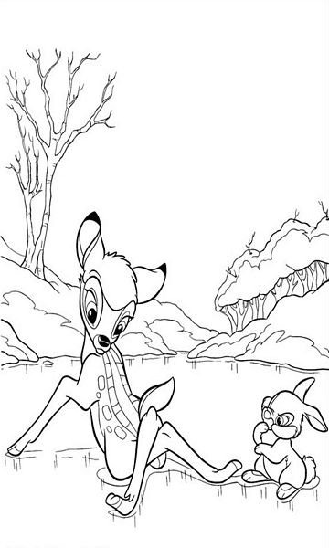 kolorowanka Bambi malowanka do wydruku Disney z bajki dla dzieci nr 9